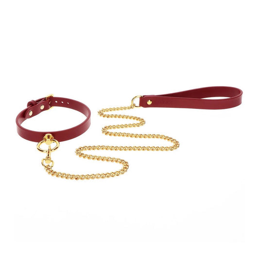 TABOOM - BONDAGE IN LUXURY - RØD O-RING COLLAR & LEASH