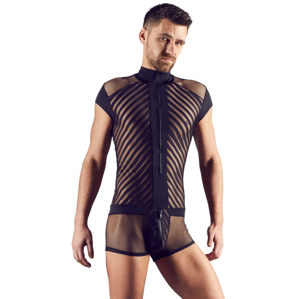 SVENJOYMEMT - STRIBET MESH PLAYSUIT