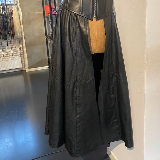 MCHURT - LÆDER NEDERDEL MED ÅBEN FRONT