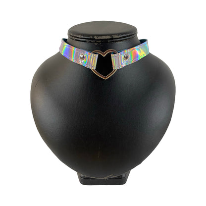 KINK KBH // HANDCRAFTED - TURKIS HOLO HJERTE HALSBÅND