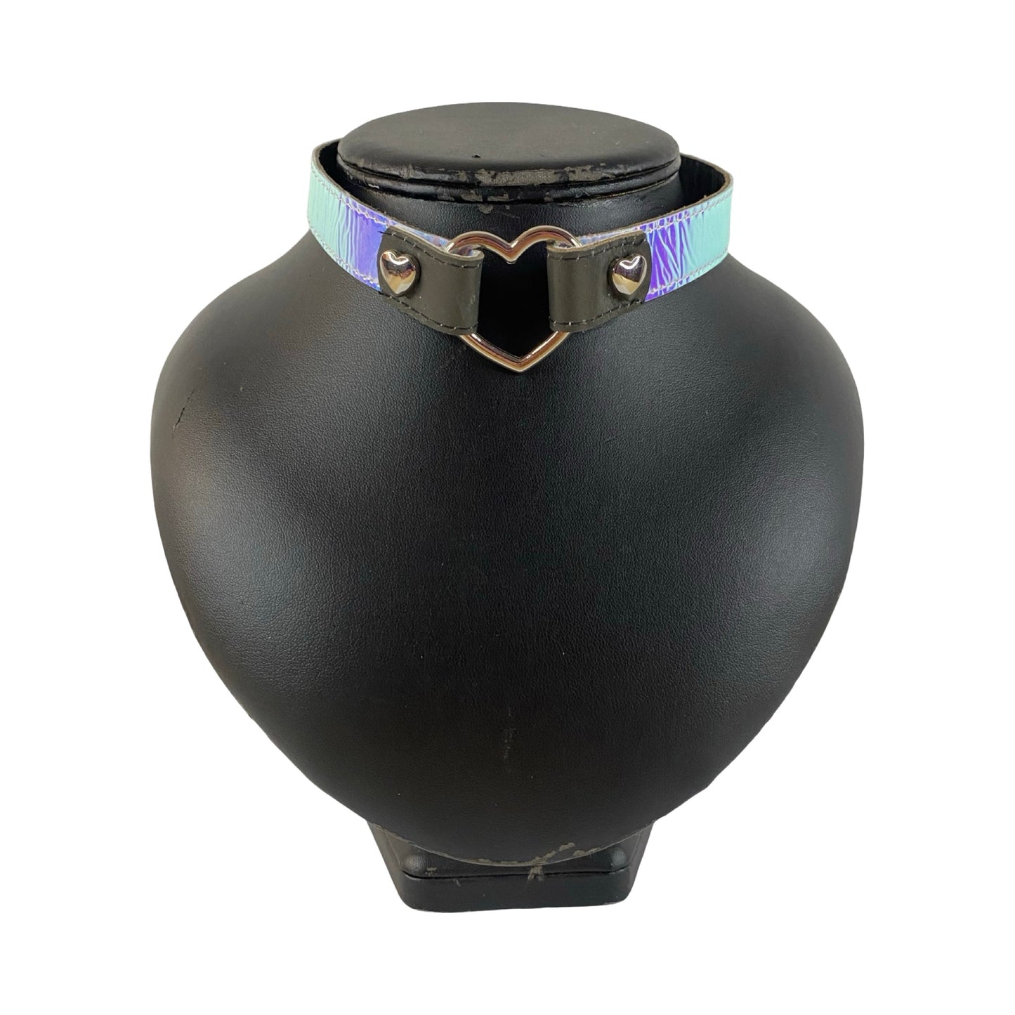 KINK KBH // HANDCRAFTED - HOLOGRAFISK SORT HJERTE HALSBÅND